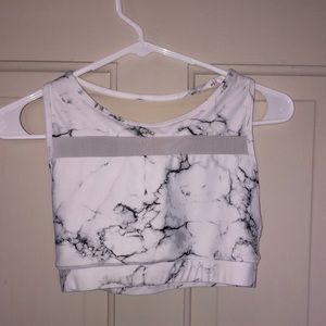Buffbunny White Marble Nova Sports Bra/Crop top
